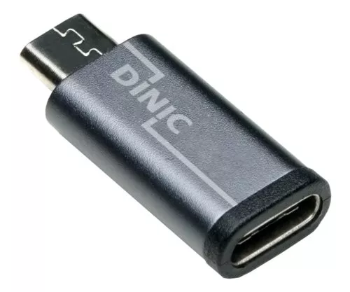 Adapter, Micro male to USB C female aluminum, space grey, DINIC Box